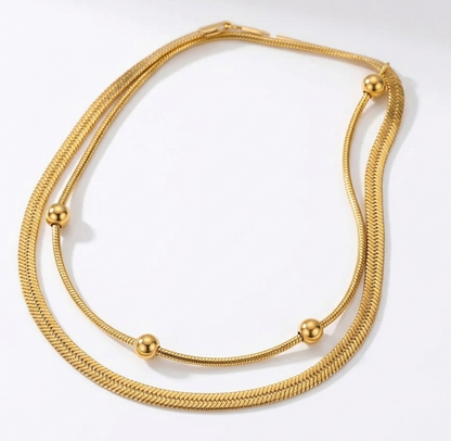 The Snake Chain Golden Beads Anklet