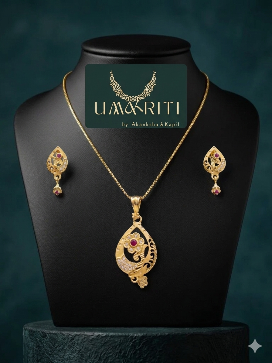 Aura Peacock Filigree Pendant & Earring Set