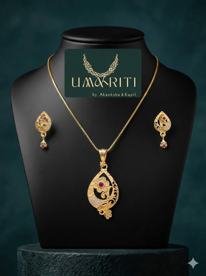 Aura Peacock Filigree Pendant & Earring Set