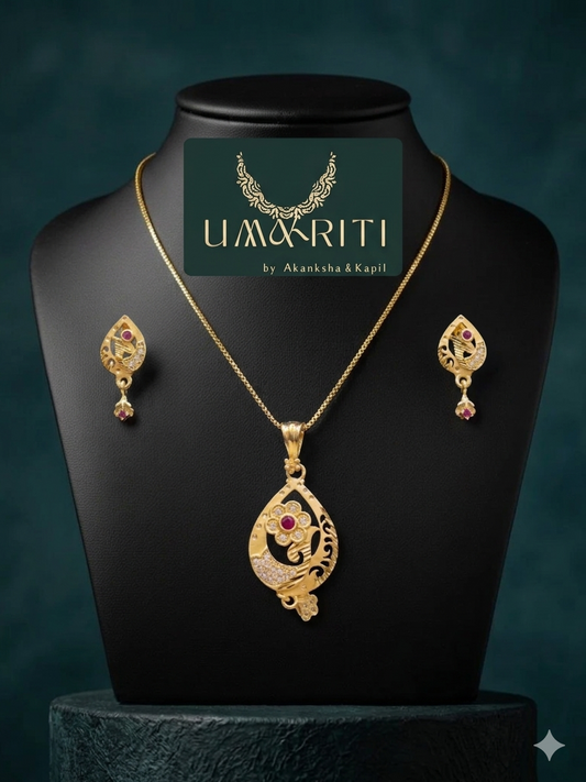 Aura Peacock Filigree Pendant & Earring Set