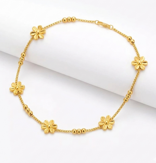 The Golden Floral Anklet