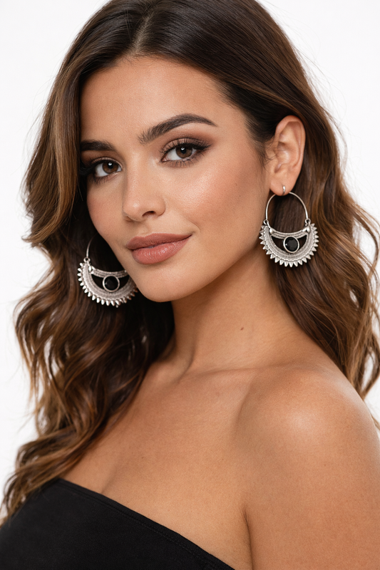 Chandrika Noir Hoop Earrings