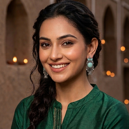 Ocean Blue Jhumka Earrings