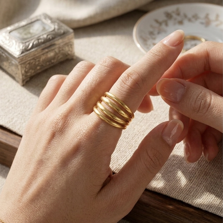 Golden thrill Band Adjustable Ring