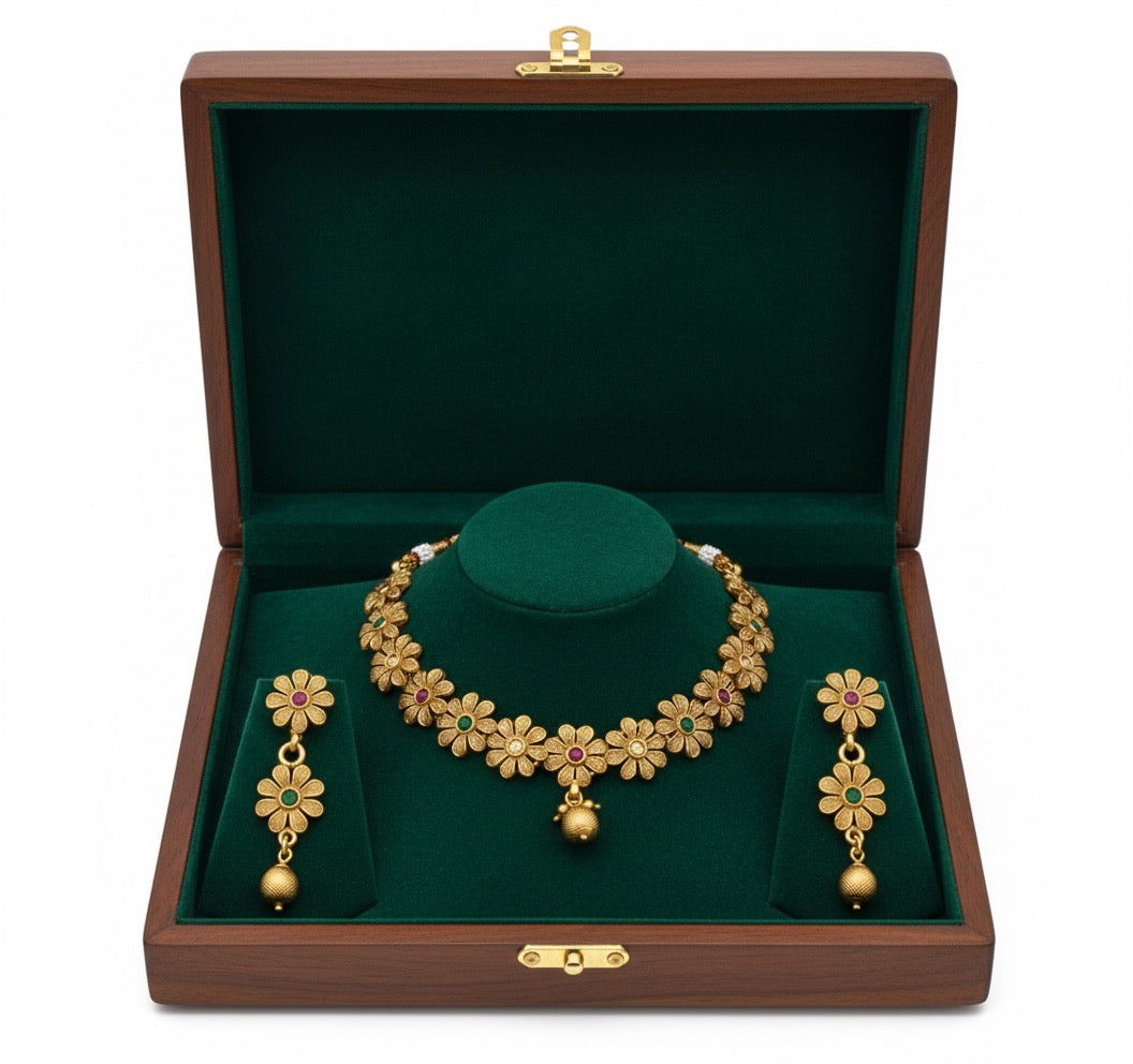 The 'Pushpa' Traditional Floral Choker Set