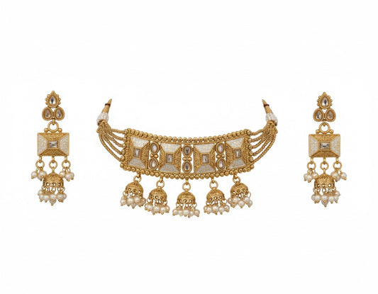The 'Noorani' Antique Pearl Choker Necklace Set